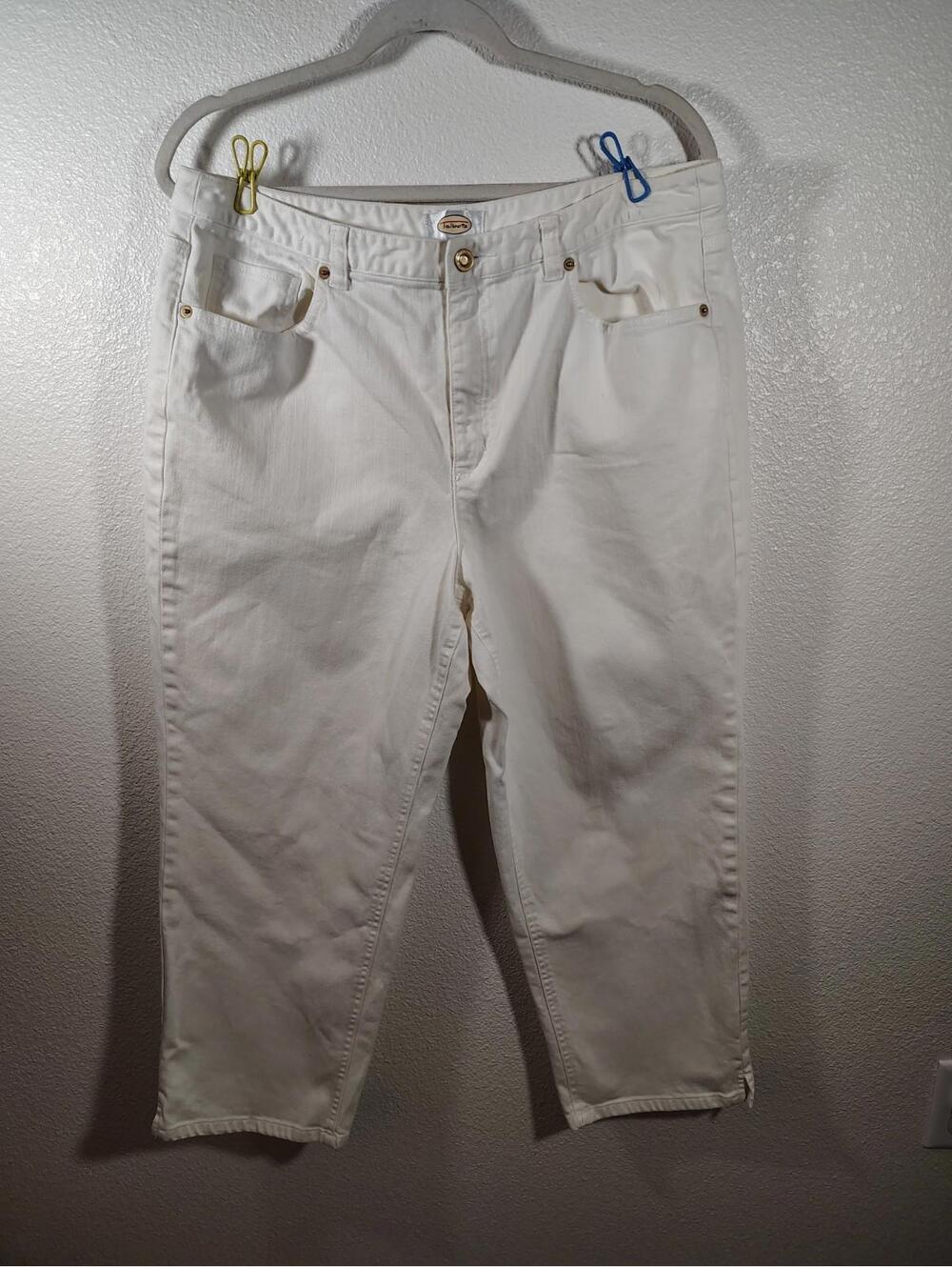 Talbots Vintage Ankle Jeans White Denim Women's 34in Waist 90s Sze 14 Stretch